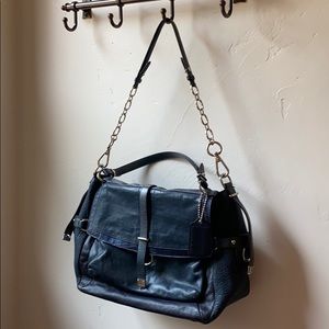 Navy leather Coach bag